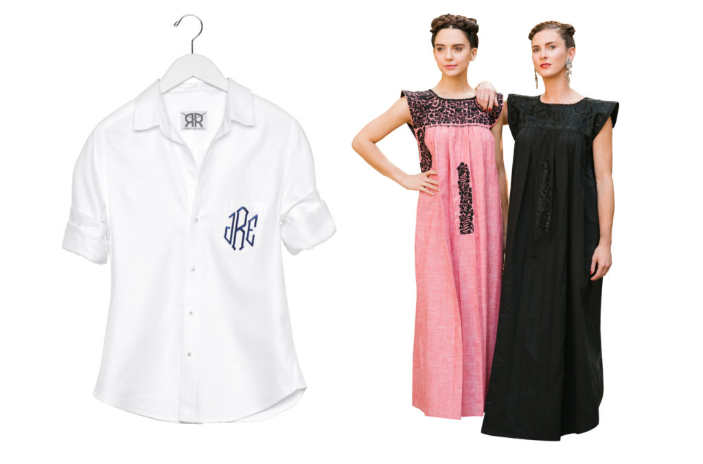 monogrammed boyfriend button-down and Mi Golondrina dresses