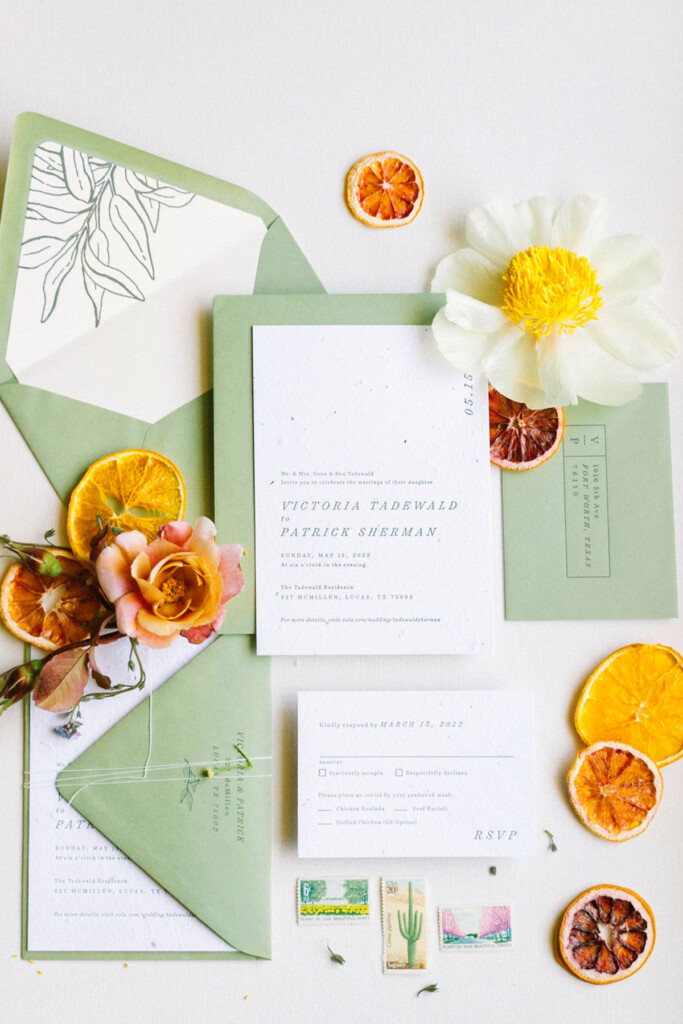 Victoria Tadewalk & PAtrick Sherman's Wedding Invitation Stationary Design