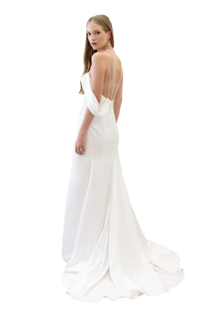 Side View Off the Shoulders White Wedding Dress by Watters